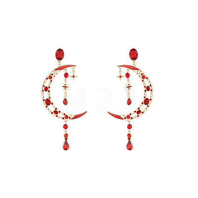 Moon Alloy Rhinestone Dangle Stud Earrings FS-WG6E315-01-1