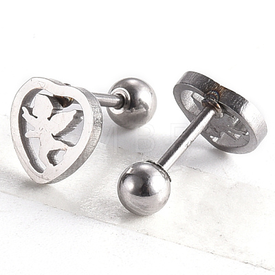 Tarnish Resistant 201 Stainless Steel Barbell Cartilage Earrings EJEW-R147-35-1