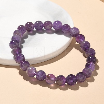 Natural Amethyst Bead Stretch Bracelets BJEW-K212-B-034-1