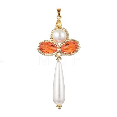 Glass Pearl Big Pendants PALLOY-MZ00384-05-1