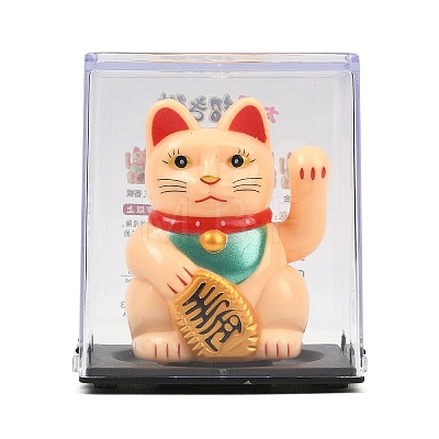 ABS Plastic Solar Powered Maneki-neko Figurines LS-DJEW-B017-01B-02-1