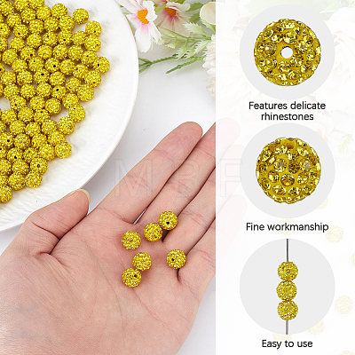 200Pcs Pave Disco Ball Beads RB-PA0001-11E-1