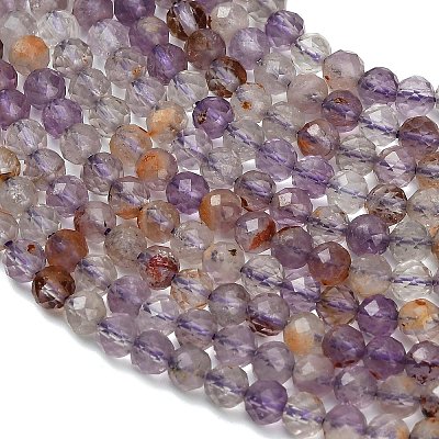 Natural Purple Phantom Quartz Purple Lodolite Quartz Beads Strands G-C262-A01-4mm-1
