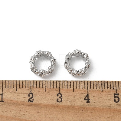 Brass Micro Pave Cubic Zirconia Daisy Spacer Beads KK-U052-35P-NF-1