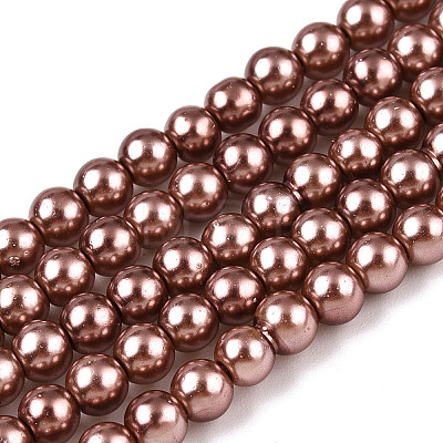 Baking Painted Pearlized Glass Pearl Round Bead Strands HY-Q003-4mm-92-1