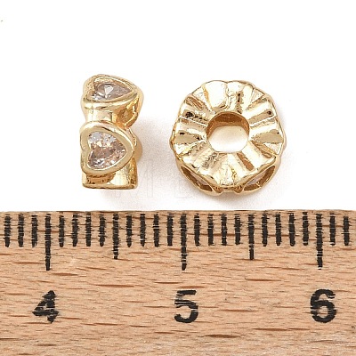 Brass Micro Pave Clear Cubic Zirconia Beads KK-C142-08LG-1