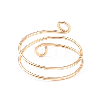 Brass Wire Wrap Double Line Cuff Ring for Women RJEW-JR00505-02-1