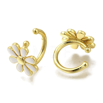 Rack Plating Flower Brass Cuff Earrings EJEW-H016-33G-01-1