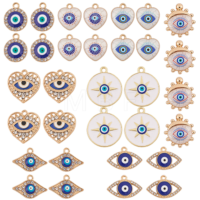 32Pcs 8 Styles Alloy Enamel Pendants ENAM-SC0006-66-1