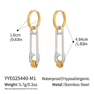 Two Tone 304 Stainless Steel Hoop Dangle Earrings for Women HI0362-1-1