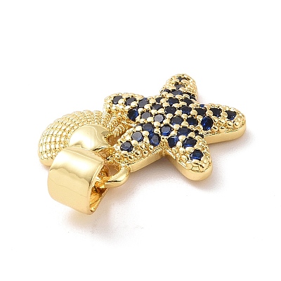 Brass Micro Pave Cubic Zirconia Charms KK-G444-02G-04-1