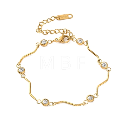 304 Stainless Steel Cubic Zirconia Link Bracelets SA-CBA8C9C-04B-G-1