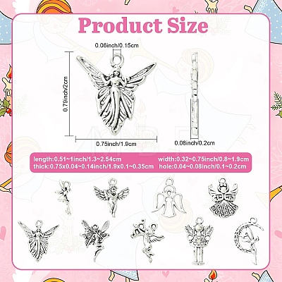45Pcs 9 Styles Tibetan Style Alloy Pendants FIND-YW0012-17-1