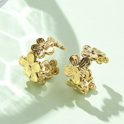 Ion Plating(IP) 304 Stainless Steel Flower Cuff Earrings for Women X-EJEW-A118-03G-1