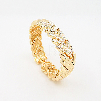Woven Pattern Alloy with Rhinestone Chain Necklaces & Stud Earrings & Bangles & Rings Sets FS-WG1F788-01-1