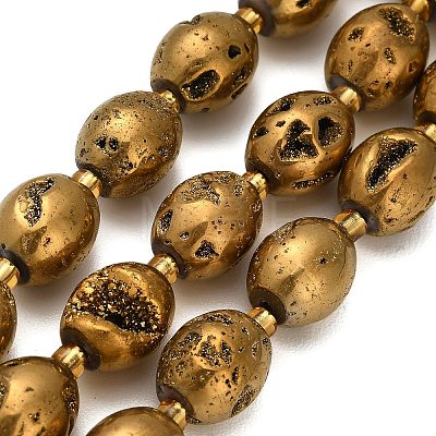 Electroplated Natural Druzy Geode Crystal Beads Strands G-F833-O01-01A-1