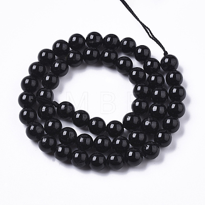 Natural Black Tourmaline Beads Strands G-R465-01-1
