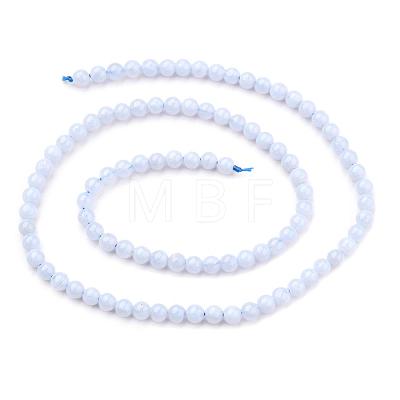 Natural Blue Chalcedony Bead Strands G-R193-02-4mm-1