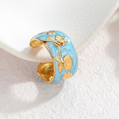 304 Stainless Steel Enamel Wide Cuff Open Rings for Women SA-K003-03E-G-1