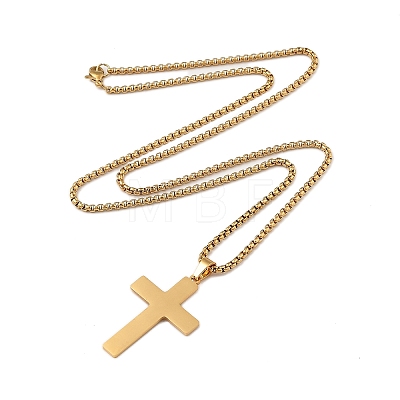 201 Stainless Steel Religion Pendant Box Chain Necklaces for Women NJEW-U018-02G-02-1