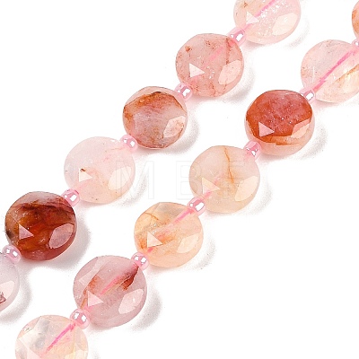 Natural Red Hematoid Quartz/Ferruginous Quartz Beads Strands G-C116-A72-01-1