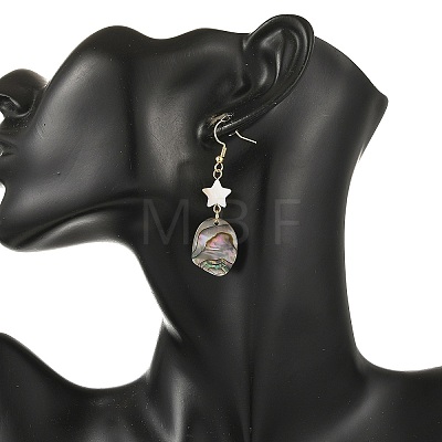 Natural Freshwater Shell & Paua Shell 304 Stainless Steel Dangle Earrings for Women EJEW-JE07503-1