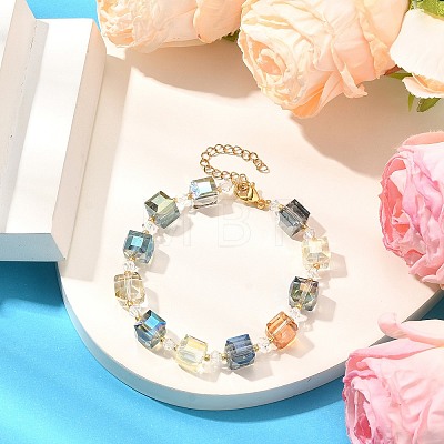 Electroplate Glass Beaded Stretch Bracelets for Women BJEW-JB11213-03-1