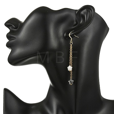 Star Natural Larvikite & White Jade Earrings for Women EJEW-JE07131-1