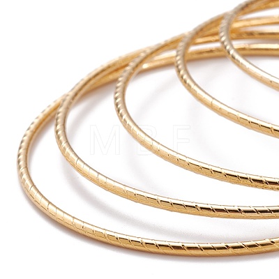 7Pcs Women's Simple Fashion Textured Vacuum Plating 304 Stainless Steel Stackable Buddhist Bangles BJEW-O182-09G-1