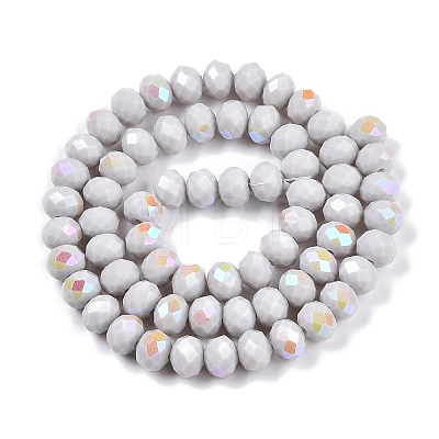 Electroplate Opaque Solid Color Glass Beads Strands EGLA-A044-P8mm-L19-1