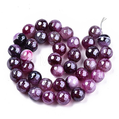 Electroplate Natural Agate Beads Strands G-T131-55-35-1