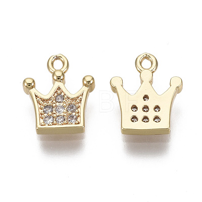 Brass Micro Pave Clear Cubic Zirconia Charms KK-R134-009-NF-1