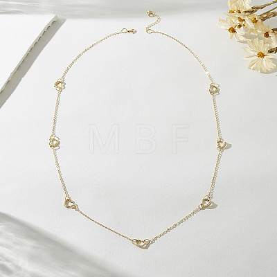Iron Micro Pave Clear Cubic Zirconia Heart Link Chian Long Necklaces for Women CK7864-1