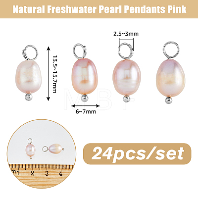 24Pcs Natural Freshwater Pearl Pendants PALLOY-AB00066-1