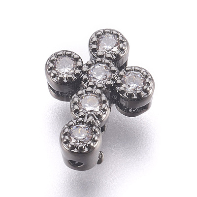 Brass Micro Pave Cubic Zirconia Beads ZIRC-E152-07-RS-1