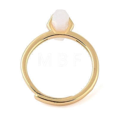 Double Pointed Hexagonal Prism Natural Moonstone Adjustable Rings for Women RJEW-G327-01G-02-1