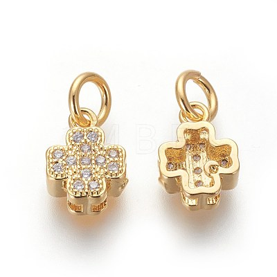 Brass Micro Pave Cubic Zirconia Charms ZIRC-J021-11G-RS-1