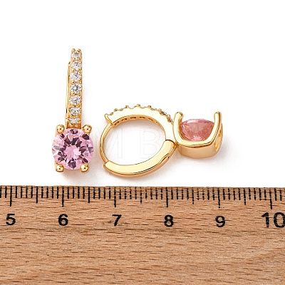 Flat Round Brass Micro Pave Cubic Zirconia Hoop Earrings EJEW-F384-03G-1