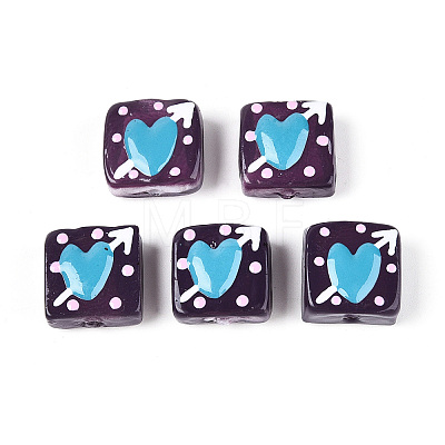 Handmade Spray Painted Lampwork Beads LAMP-N035-02C-1