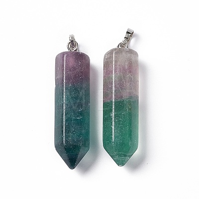 Natural Fluorite Double Terminated Pointed Pendants G-G926-01P-13-1