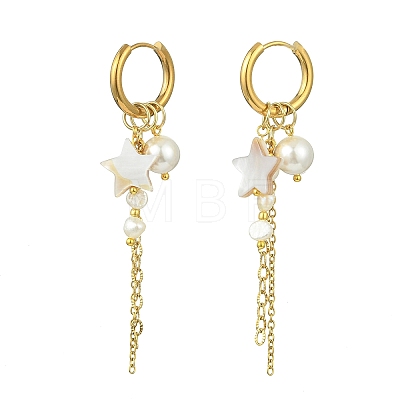 Natural Freshwater Shell Hoop Earrings EJEW-JE07145-01-1