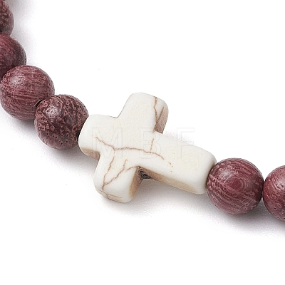 Natural Wood Beads Stretch Bracelets for Women BJEW-JB11338-04-1