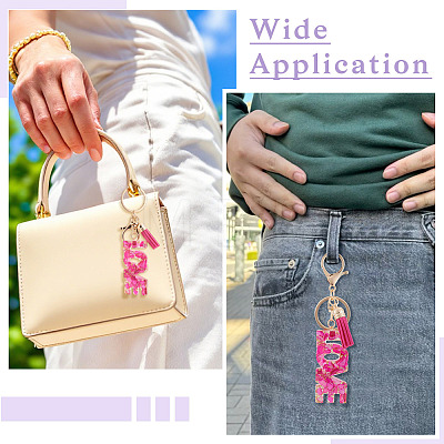 Resin with Alloy Tassel Pendant Keychainss AJEW-TADJ0001-20G-01-1