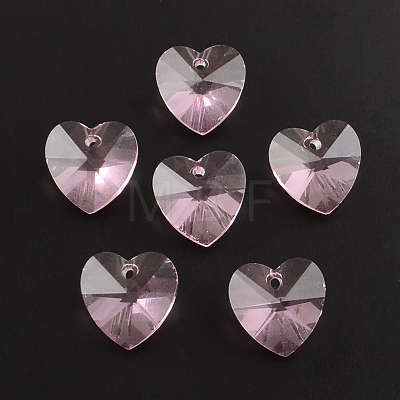 Transparent Glass Heart Pendants GLAA-R082-09-1