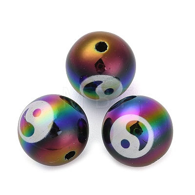 UV Plating Opaque Rainbow Iridescent Acrylic Beads MACR-L003-005-1