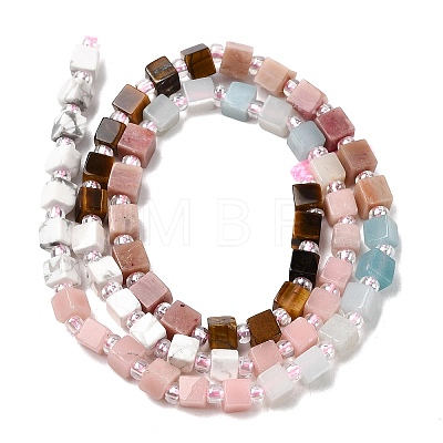 Natural Howlite & Pink Opal & Flower Amazonite & Rhodonite & Tiger Eye Beads Strands G-H333-03A-1