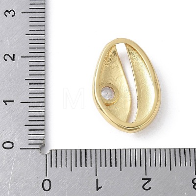 Brass Clear Cubic Zirconia Shell Shape Links Connector Charms KK-K399-17G-1