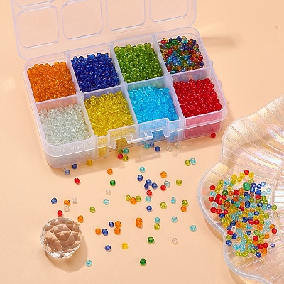 8 Colors Glass Seed Beads SEED-YW0001-55-1