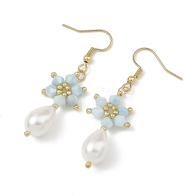 Anti-Tarnish Electroplate Bicone Glass Pearl Teardrop Beads Dangle Earrings EJEW-MZ00765-01-1