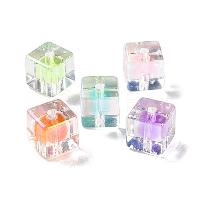 UV Plating Iridescent Transparent Acrylic Beads X-OACR-H112-09A-1